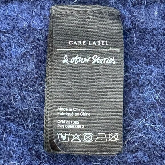 & Other Stories Relaxed Blue Alpaca Wool Blend Diamante Button Long Cardigan XS - Picture 7 of 14